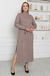 Тепле плаття батал міді з ангори з горлом великі розміри бежеве