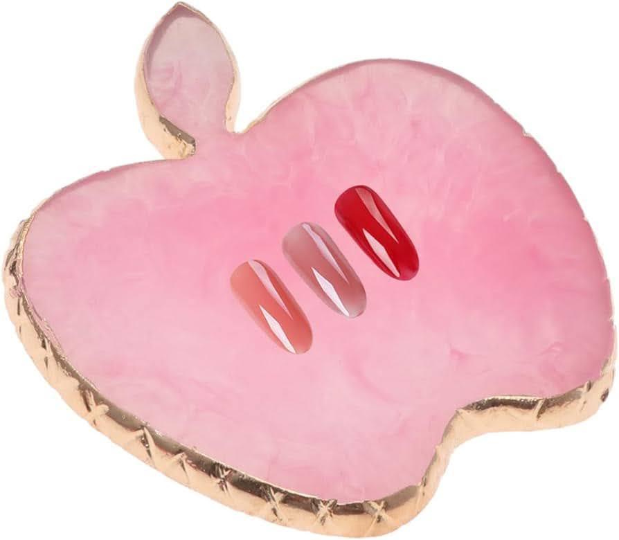 Рожева палітра у формі яблука для змішування фарб, гелів, гель лаків та інших матеріалів (8,5х8,7см.), 384, фото 1