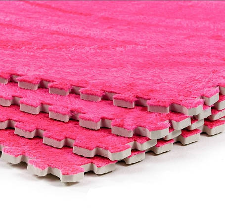 Модульне підлогове покриття м'яка підлога-пазл 60х60х1см плюшевий настил для підлоги рожевий SW-00002093, фото 1