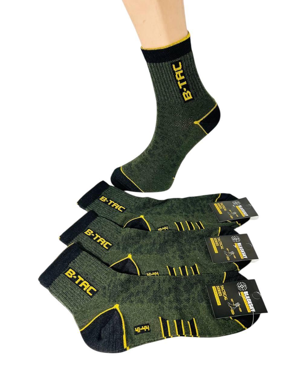 Шкарпетки чоловічі 12 пар демісезонні високі бавовна B-TAK розмір 41-44 колір хакі