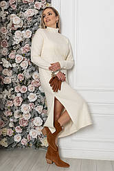 Жіноча сукня міді тепла з горлом батал біла композитна ангора