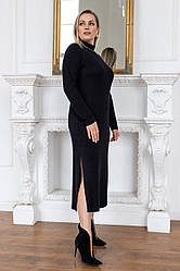 Сукня ангора тепла міді довжини з горлом жіноча батал чорна для повних