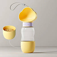 Пляшка-поїлка для тварин Semi Foot 350 мл + 200 мл, Yellow на 2 відділення