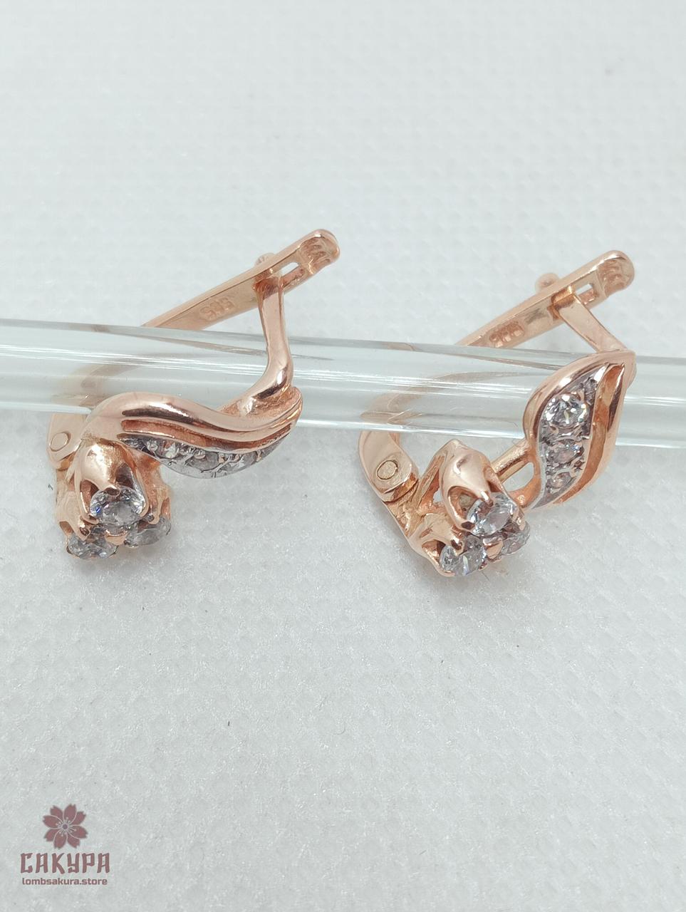 Золоті Сережки зі вставкою цирконій, фото 1