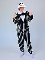 Пижама кигуруми Скеленгтон Джек чёрный праздничный костюм Scellington Jack для взрослых