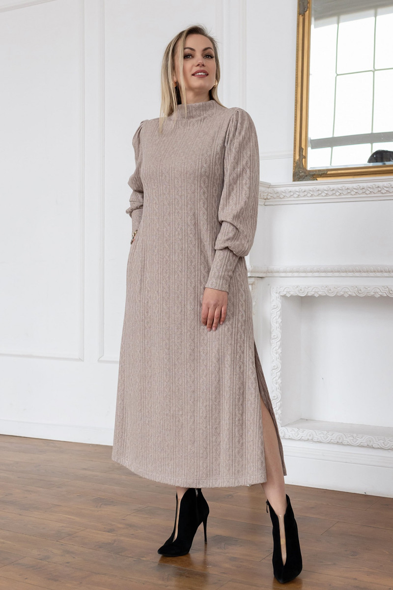 Сукня тепла жіноча батал ангора повсякденна великі розміри 48-60 бежева