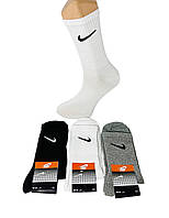 Шкарпетки чоловічі 12 пар демісезонні спортивні високі з бавовни Nike Туреччина розмір 41-44 мікс кольорів