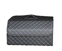 Органайзер для багажника автомобіля з кришкою, Екошкіра, Розмір L, White square