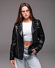 Жіноча косуха чорна шкіряна куртка весняна осіння демісезонна, фото 2