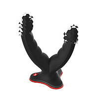 Подвійний фалоімітатор Fun Factory RYDE black, гнучкі стовбури, присоска