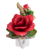 Декоративний маленький світильник-нічник настінний в розетку "Роза" з порцеляни від італійського бренду Pavone