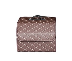 Органайзер для багажника автомобіля з кришкою, Екошкіра, Розмір M, Brown rhomb