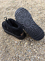 Черевики уги ЧОРНІ UGG з манжетом на високій підошві зі шнурками екозАМША теплі жіночі зима, фото 4