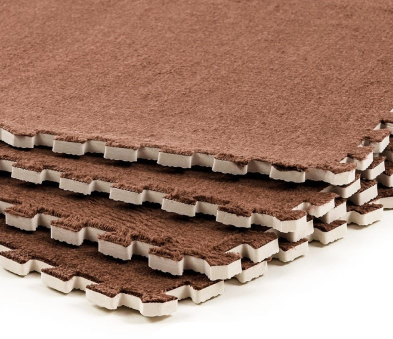 Модульне підлогове покриття м'яка підлога-пазл 60х60х1см плюшевий настил для підлоги коричневий SW-00002083