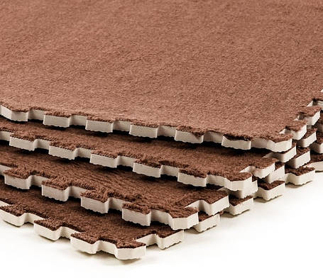 Модульне підлогове покриття м'яка підлога-пазл 60х60х1см плюшевий настил для підлоги коричневий SW-00002083, фото 1