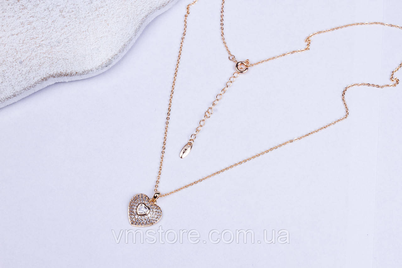 Розкішна підвіска серце на ланцюжку, Xuping позолота, фото 1