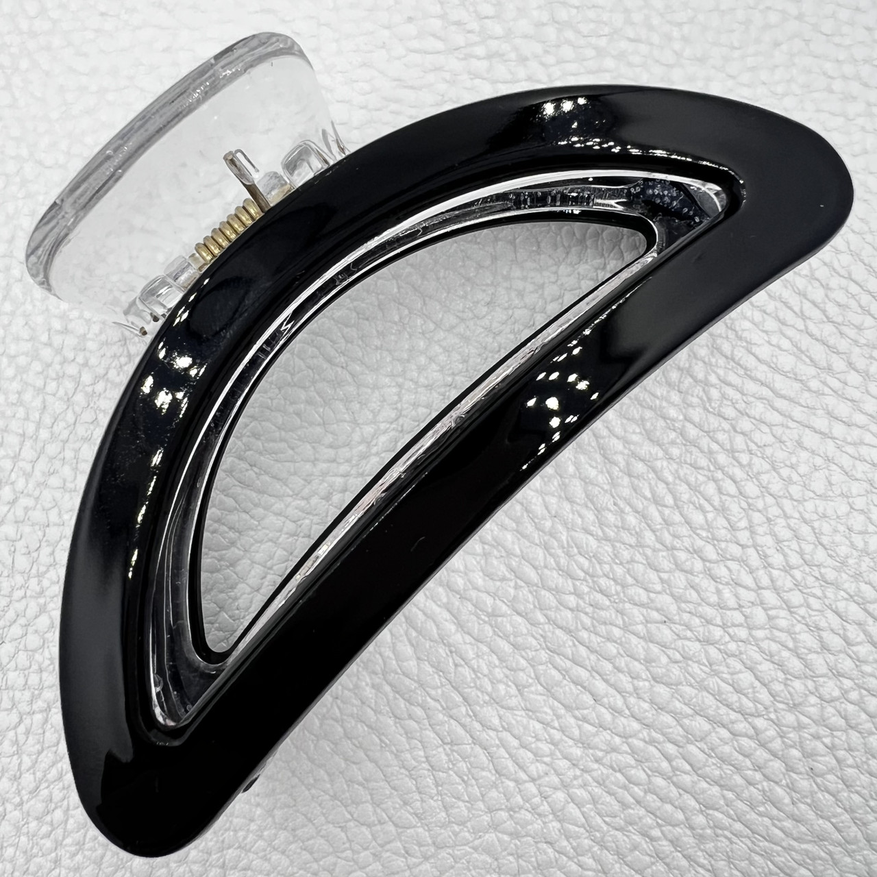 Краб для волосся міцний французький пластик глянсовий класичний чорного кольору довжина 4.5 см ширина 9 см