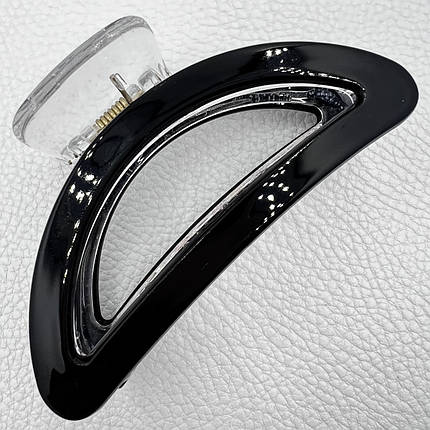 Краб для волосся міцний французький пластик глянсовий класичний чорного кольору довжина 4.5 см ширина 9 см, фото 1