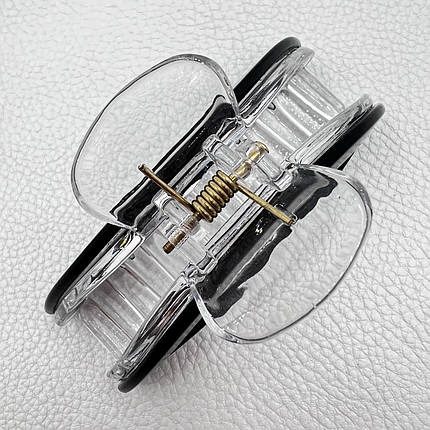 Краб для волосся міцний французький пластик глянсовий класичний чорного кольору довжина 4.5 см ширина 9 см, фото 2