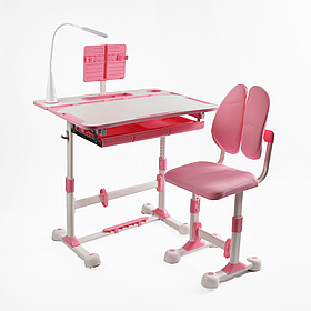 Парта шкільна з лампою та стільцем S, Pink