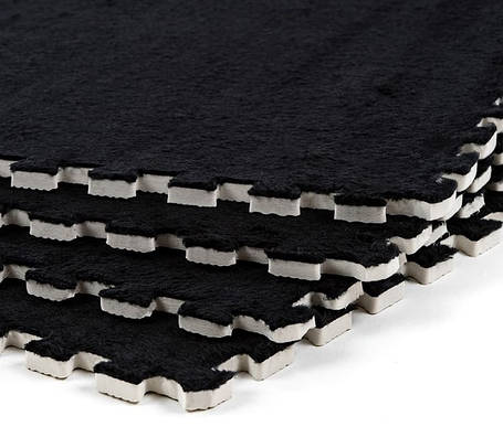 Підлога пазл 60*60*1см підлогове покриття настил для підлоги плюшевий пазл чорний SW-00002079, фото 1