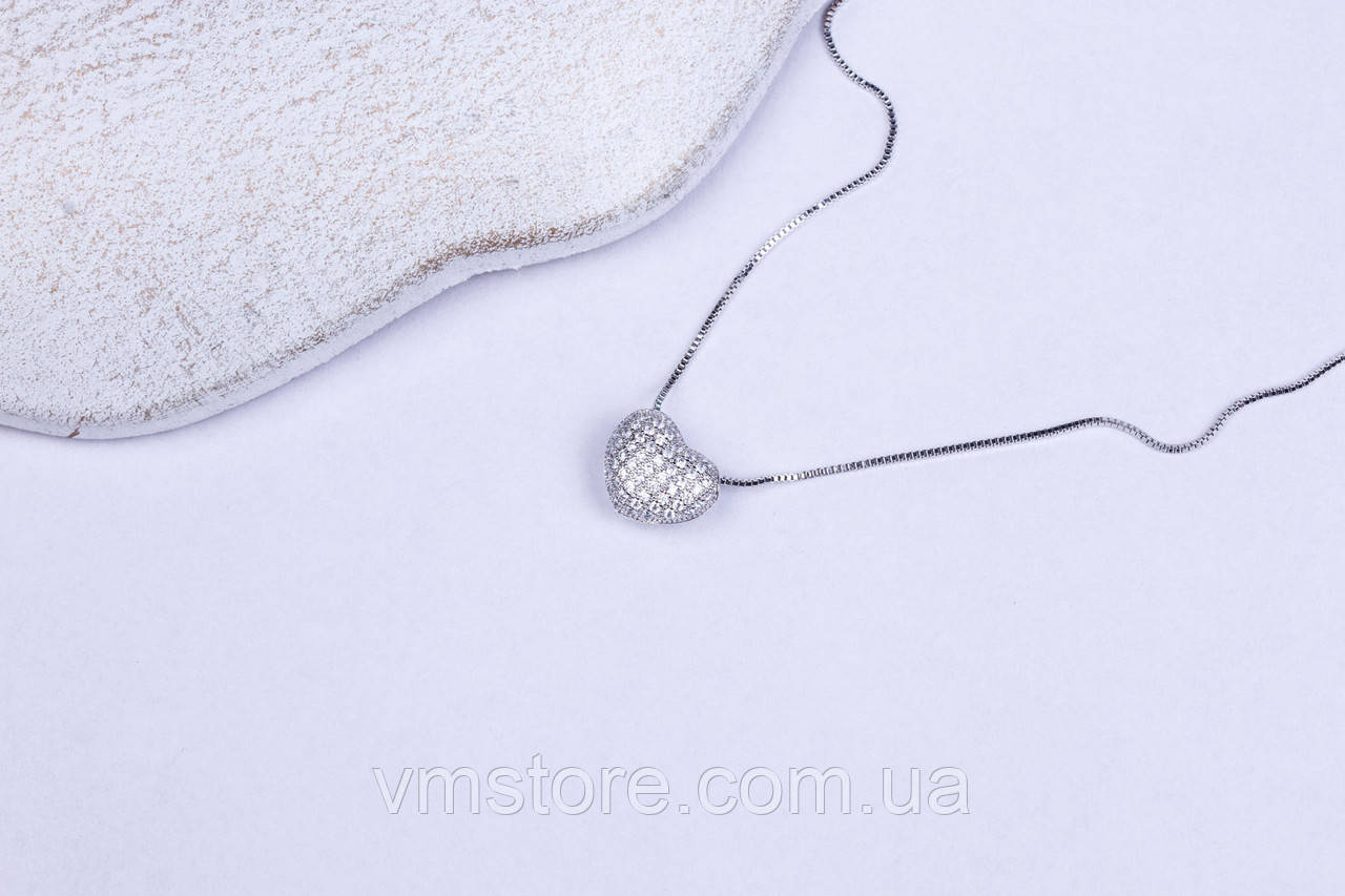 Розкішна підвіска серце на ланцюжку, Xuping родій, фото 1