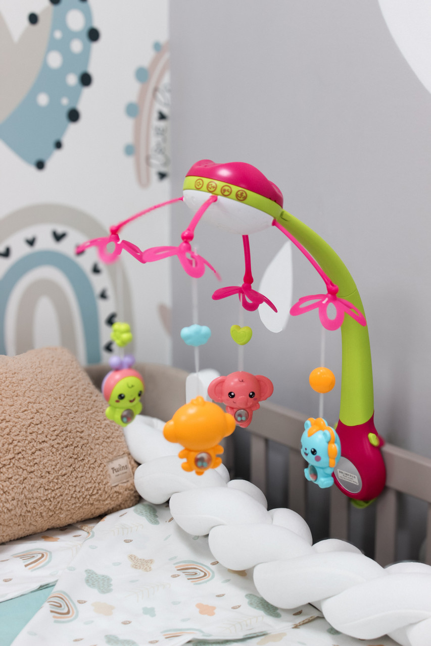 Мобіль на ліжечко з проектором 0007 Limo Toy, малиновий, фото 1