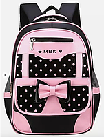 Рюкзак шкільний портфель з бантиком для дівчинки підлітковий 1-4 клас, 44х33х16 см, чорний