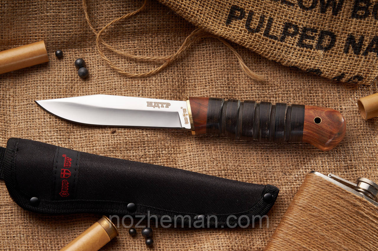 Ніж мисливський для важких робіт №2 зі сталі 5Cr15MoV/56-57 HRC, з чохлом із кордури в комплекті, фото 1