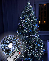 Гірлянда Роса 50 м зелена біла нитка.