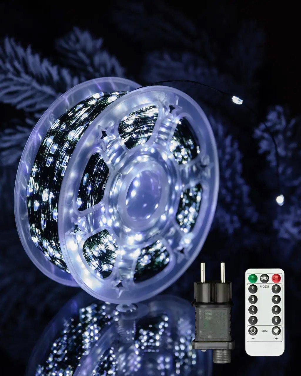 Гірлянда Роса 50 м зелена біла нитка., фото 1