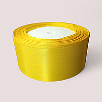 Атласна стрічка 4 см. Довжина рулону 23 м. Колір жовтий 1