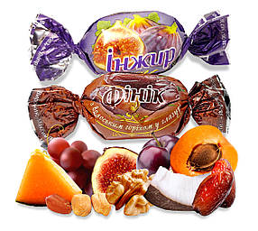 Цукерки "Асорті із сухофуктів з волоським горіхом у шоколаді", 8 видів, ТМ Amelia