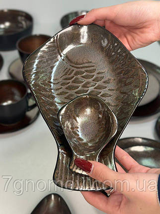 Тарілка керамічна для риби коричнева Копер 25.5 см арт. 101-0442, фото 1