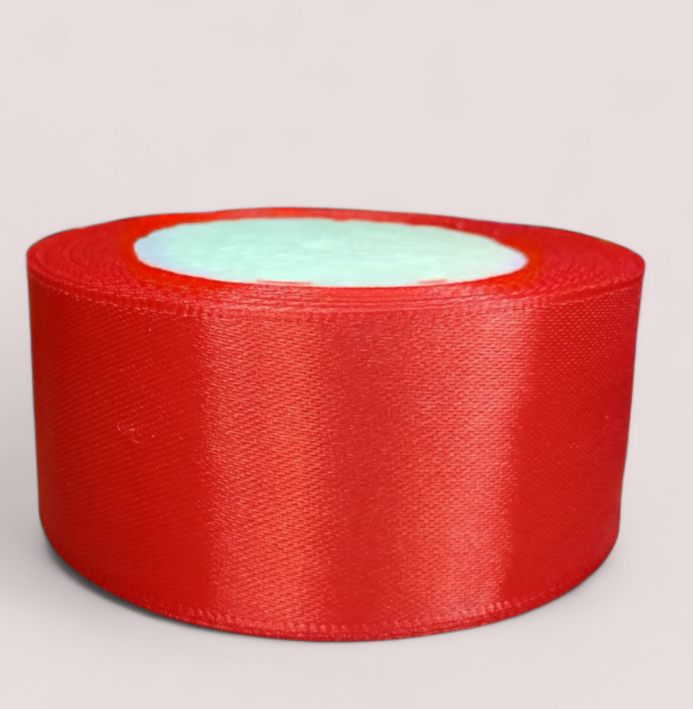 Атласна стрічка 4 см/23 м/ Колір червоний - фото 1 - id-p2515678622