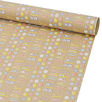 Папір пакувальний крафт Happy Birthday з кульками 0,7мх7м 70г/м2