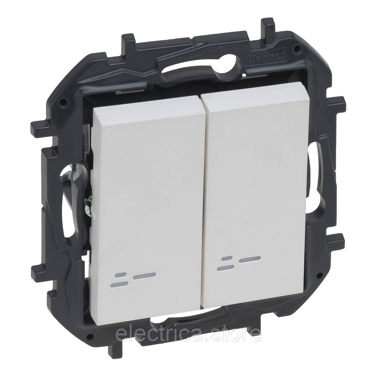 Вимикач 2-клавішний з підсвіткою білий NILOE STEP Legrand 863115B, фото 1