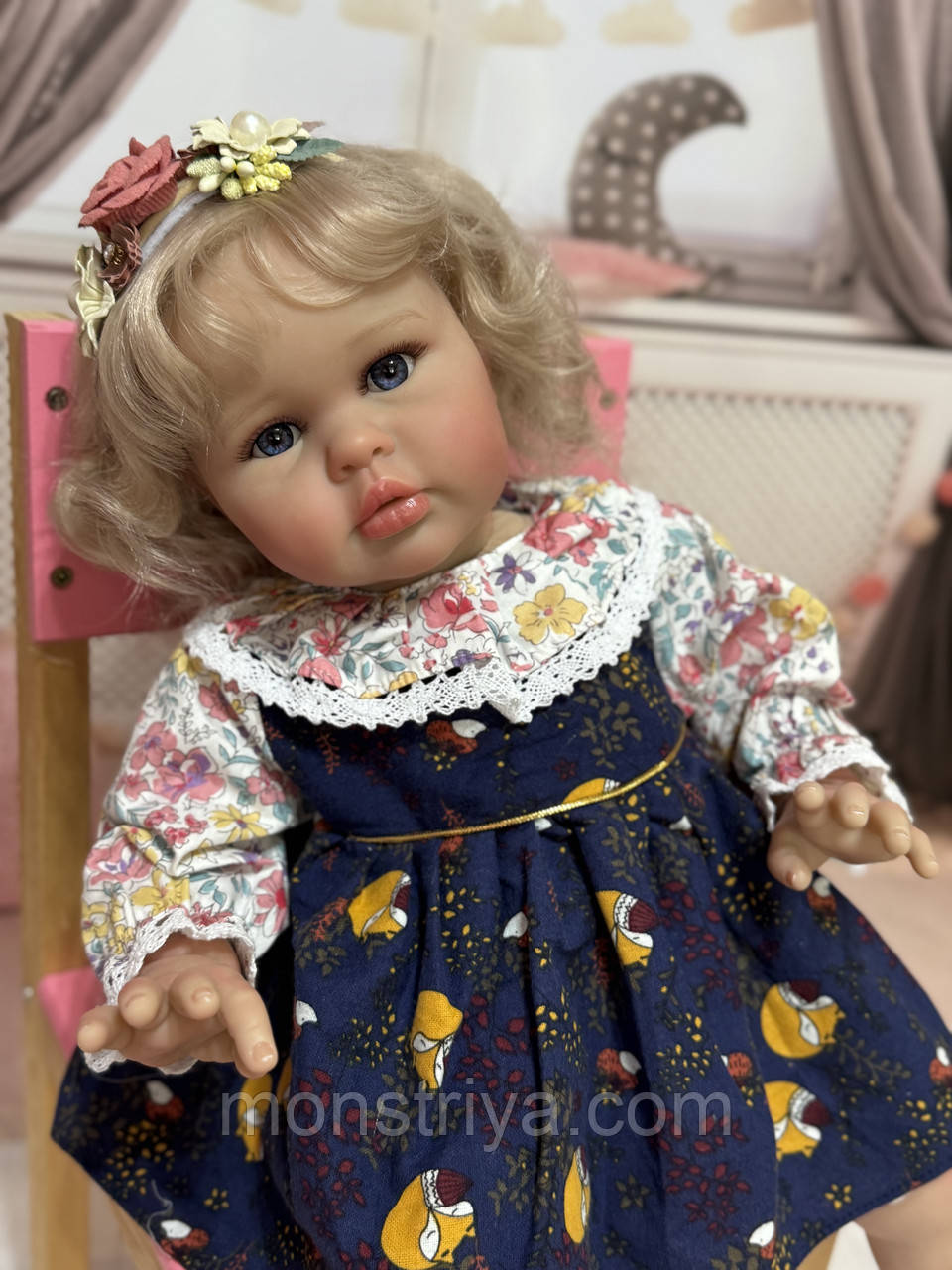 Колекційна лялечка, Дівчинка реборн, Поліночка , 60 см