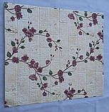 Декоративна самоклеюча 3D панель під білу цеглу із зображенням магнолії. 700x770x5 мм., фото 2