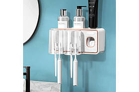 Диспенсер для зубного приладдя з двома склянками для ванної кімнати органайзер для зубної пасти та щіток