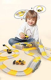 Гоночний трек для дітей з машинками на батарейках 333 гнучка траса аксесуари мости дорожні знаки