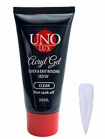 Прозорий (Clear) акрил-гель, полігель LUX 30 мл для нарощування та зміцнення нігтів