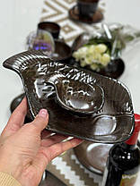 Тарілка керамічна для риби коричнева Копер 25.5 см арт. 101-0442, фото 3