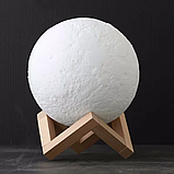 Великий настільний світильник на акумуляторі із сенсорним керуванням 3D місяць нічник для дітей та дорослих затишний подарунок, фото 2