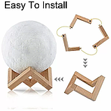 Великий настільний світильник на акумуляторі із сенсорним керуванням 3D місяць нічник для дітей та дорослих затишний подарунок, фото 3