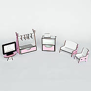 "Смарт Хаус" ляльковий будиночок NestWood з органайзером та ліфтом для ЛОЛ рожевий + вітальня, фото 5