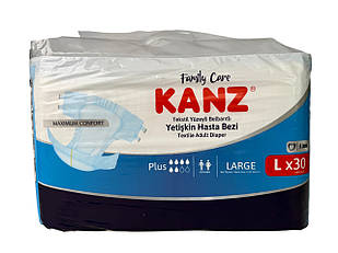 Підгузки для дорослих з текстильним поясом Kanz, розмір L (100–150 см), 30 шт.