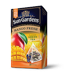 Зелений чай Sun Gardens Mango Fresh із шматочками манго у пірамідках 20 шт
