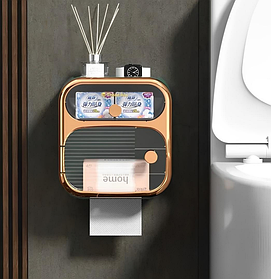 Навісний органайзер для ванної з полицями для паперу та косметики зелений з відділеннями та тримачем