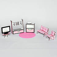 "Смарт Хаус" ляльковий будиночок NestWood з органайзером та ліфтом для ЛОЛ рожевий + вітальня, фото 6